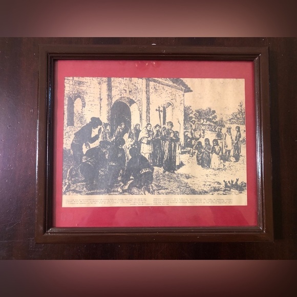 Vintage Picture Of Catholic Missionaries With Indians Of California. 1700’s - Picture 1 of 5
